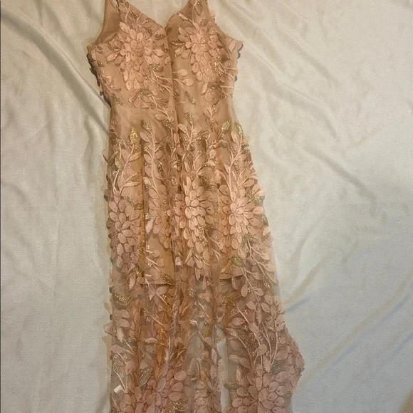 Xscape Pink Floral Lace High Low Dress - Picture 7 of 9